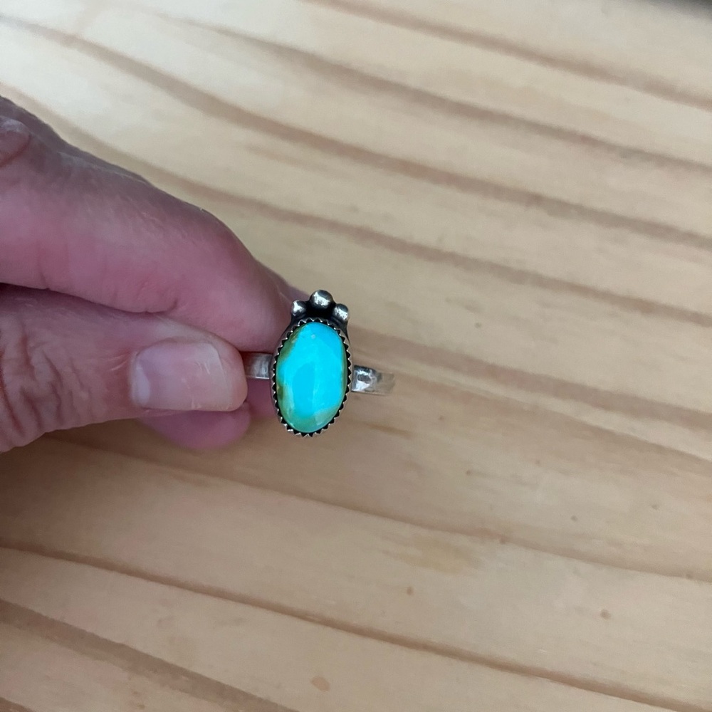 Vintage Sonoran gold turquoise stone ring sterling silver size 7